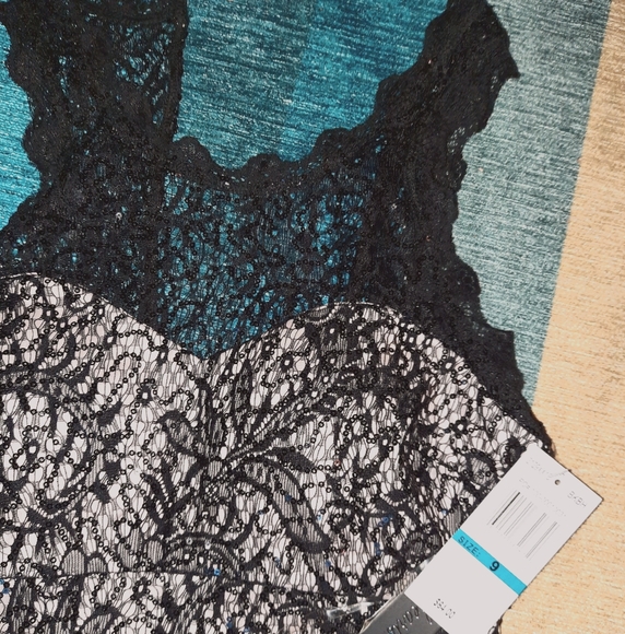 SEQUIN HEARTS PINK & BLK COCKTAIL DRESS - Picture 2 of 5